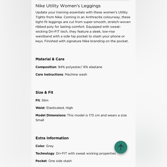 Nike Utility Ribbed Charcoal Leggings with side pocket - Picture 9 of 14